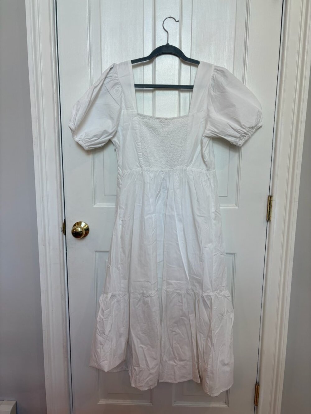 ASTR The Label, White Midi Smocked Dress, Size XL